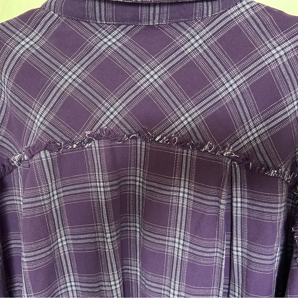 Nobo Cozy Purple Plaid Flannel Shirt with Fringe💜🤠 - Picture 5 of 14